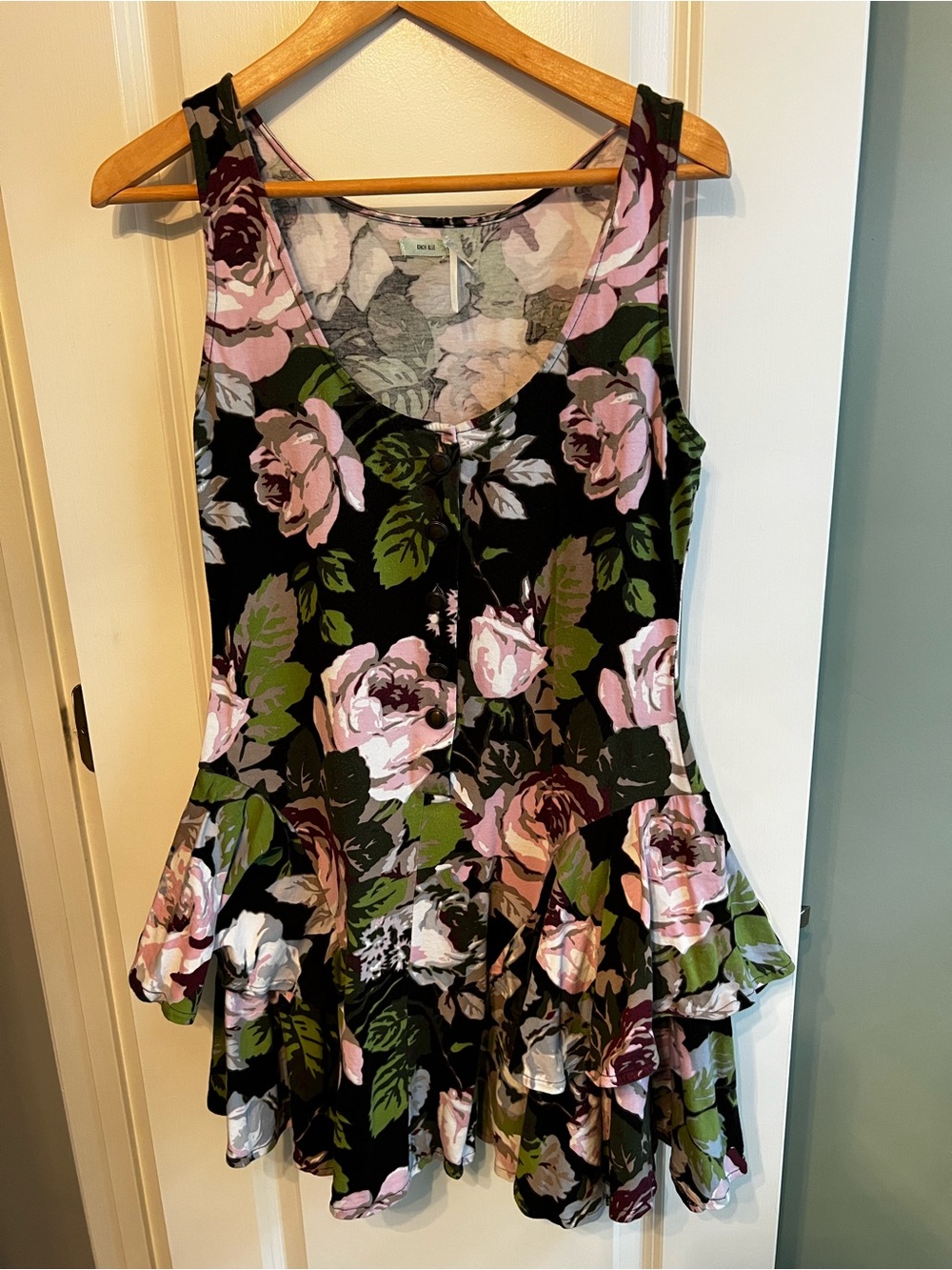 Kimchi Blue Black & Pink Floral Tank Dress - fits M